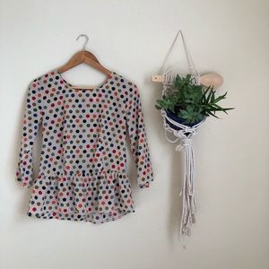 Ruffle Waist Polka Dot Blouse